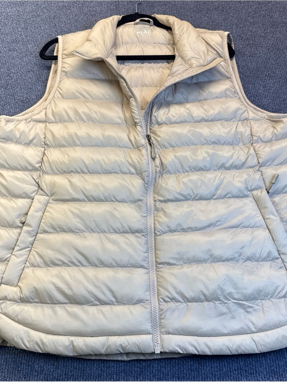 32 Degrees Heat Womens Puffer Vest Champagne Beige Quilted Zip Up XXL
